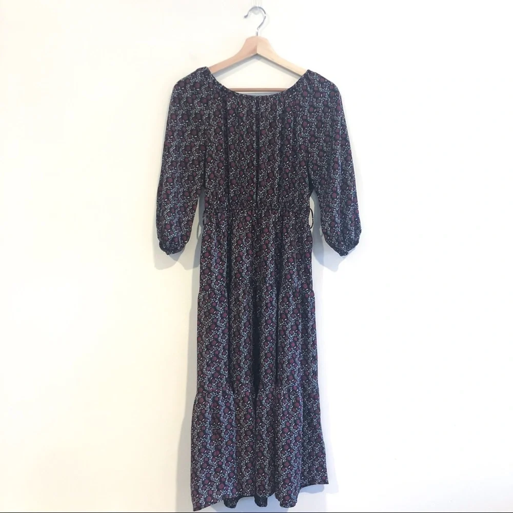 Lulus Off Shoulder Floral Midi Dress Boho Cottagecore Long Sleeve S - Picture 6 of 17